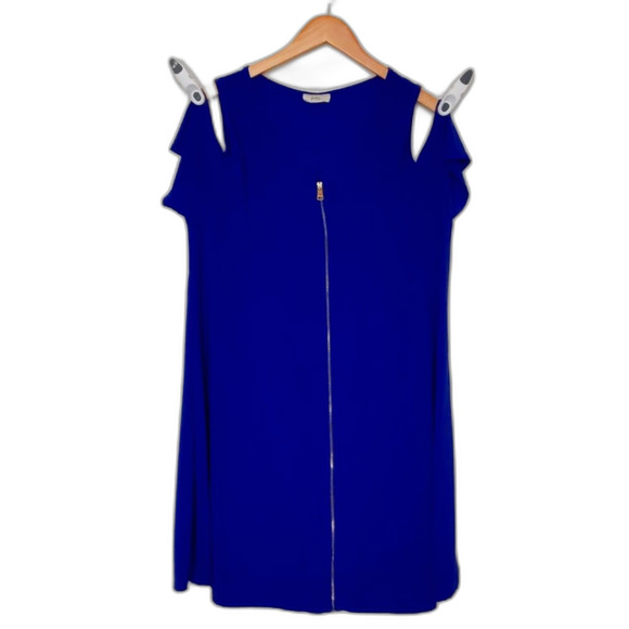 Pinc Dresses & Skirts - Women's PINC Royal Blue Full Length Zip Up Cold Shoulder Dress Size 2X